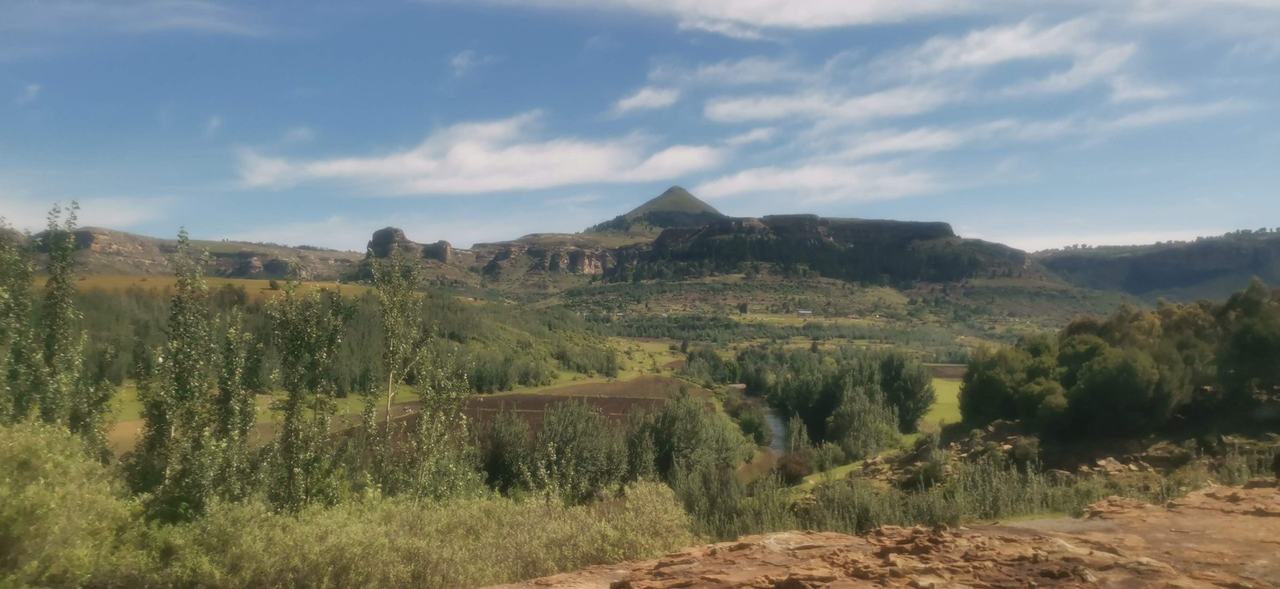 Panoramic Leribe valley with river